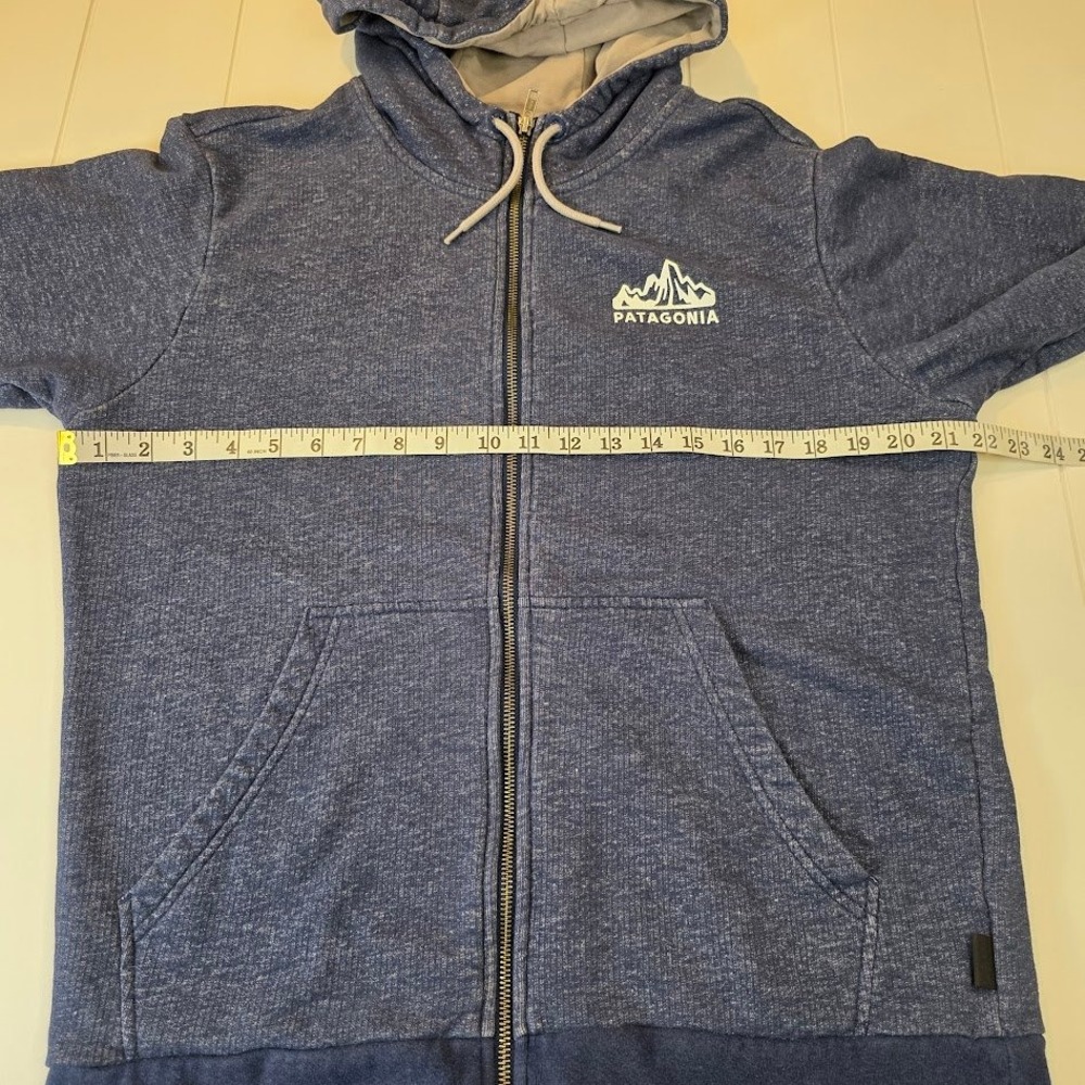 Patagonia Men's M French Terry Hoody Blue Full Zip Mountain Logo 1973 Graphic - Picture 10 of 11
